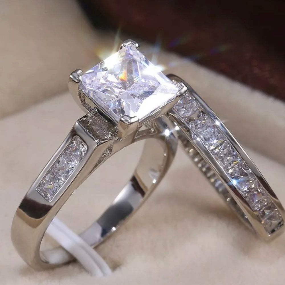 DENKAYS PRINCESS CUT BRIDAL WEDDING RING - Picture 2 of 3